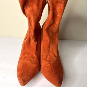 Cape Robbin Orange Suede Heeled Boots Size 7